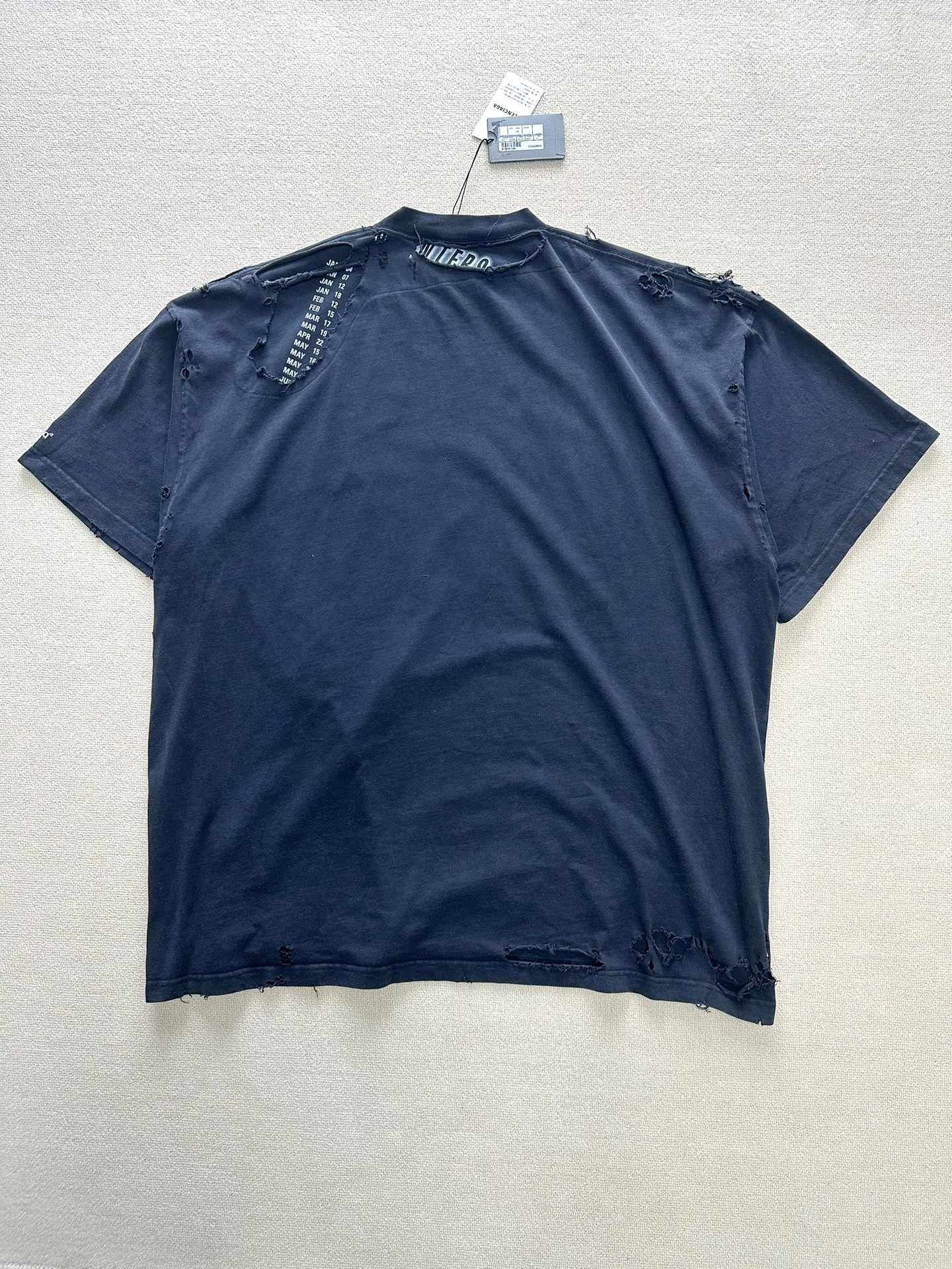 Balenciaga Faded Black 3B Repaired Destroyed Layered T-Shirt - 1