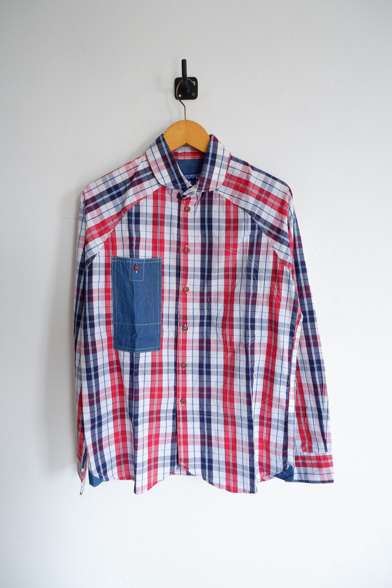 2005 Junya Watanabe CDG Plaid Contrast Stitch Shirts - 1