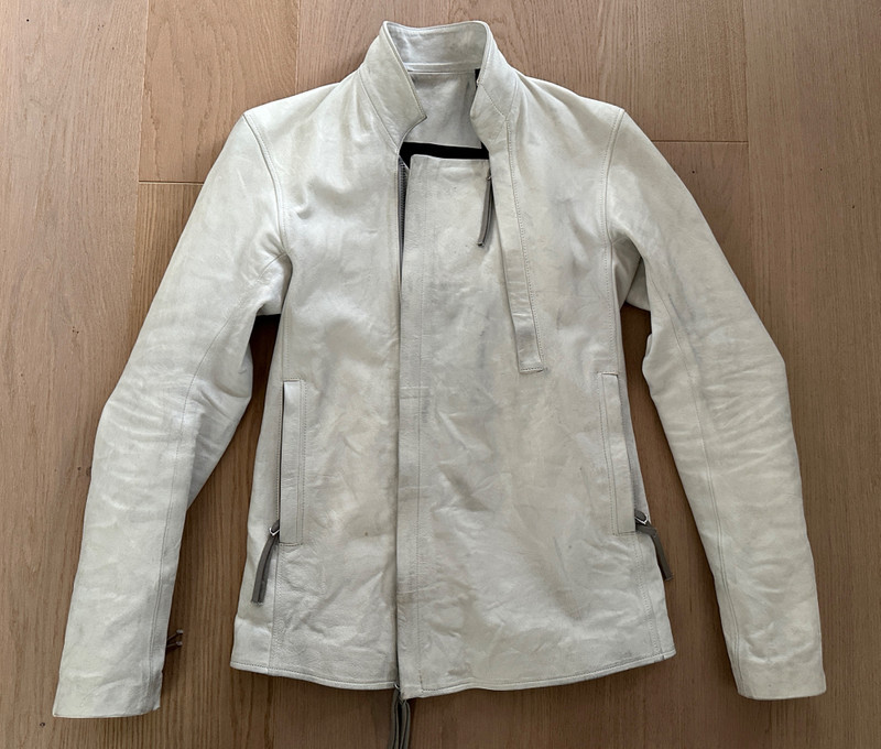 Boris Bidjan Saberi light grey leather jacket J3 - 1