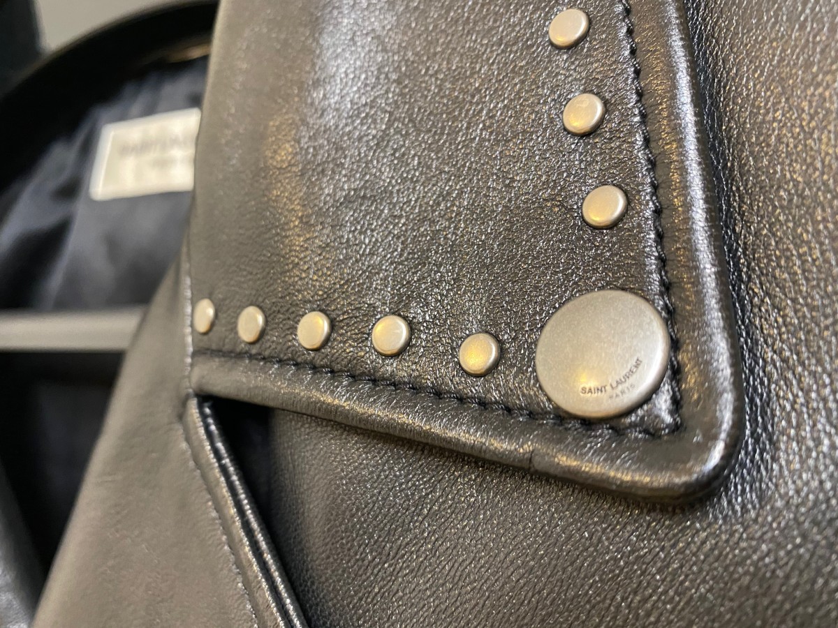 SAINT LAURENT L01 STUDDED LEATHER MOTORCYCLE JACKET IN LAMBSKIN - 3