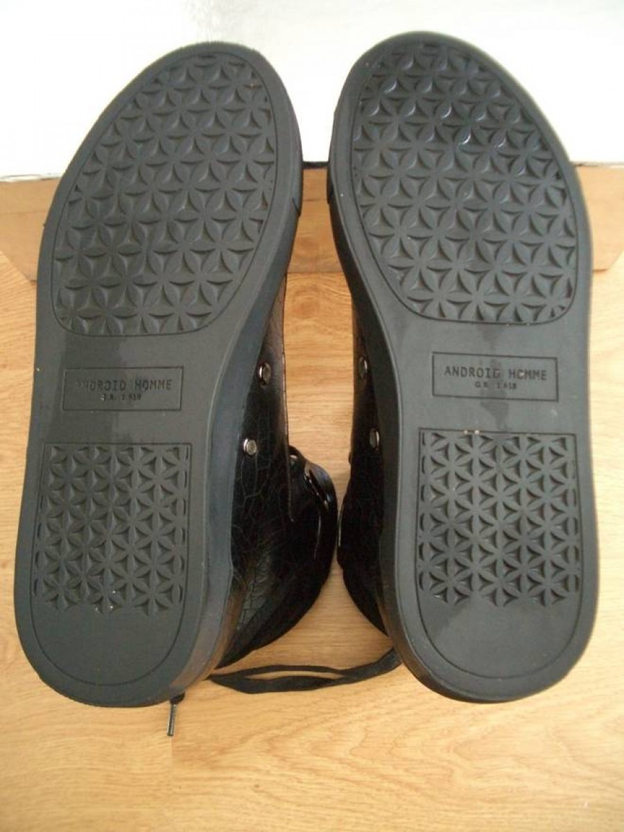 Android Homme - RARE Black Leather Hight-Top Sneaker - 8
