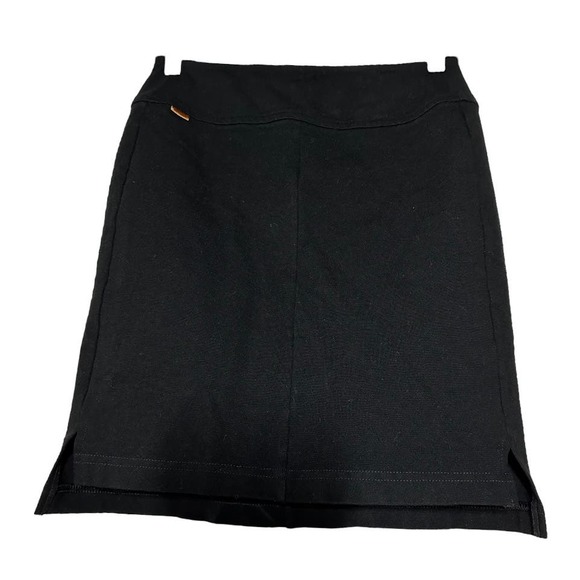 Lacoste Pencil Mini Skirt Side Slits Elastic Waist Pullover Viscose Black 34 S - 1