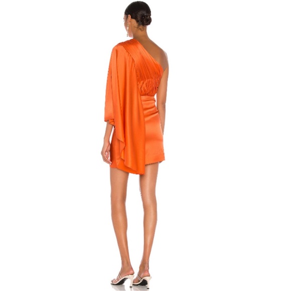 Retrofete - RETROFÉTE Mae Silk One-shoulder Mini Dress In Orange - 4