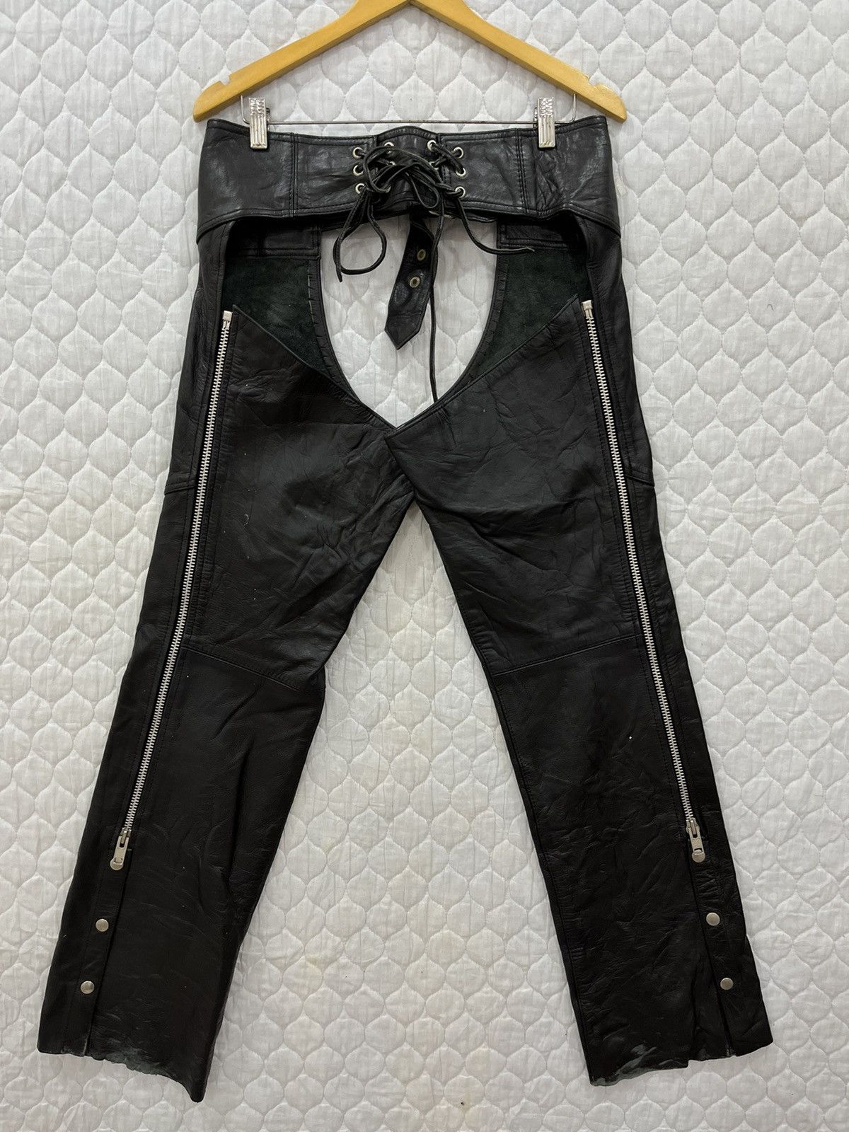 Genuine Leather - (Hh). HORN WORK LEATHER PUNK ROCK PANTS - 1