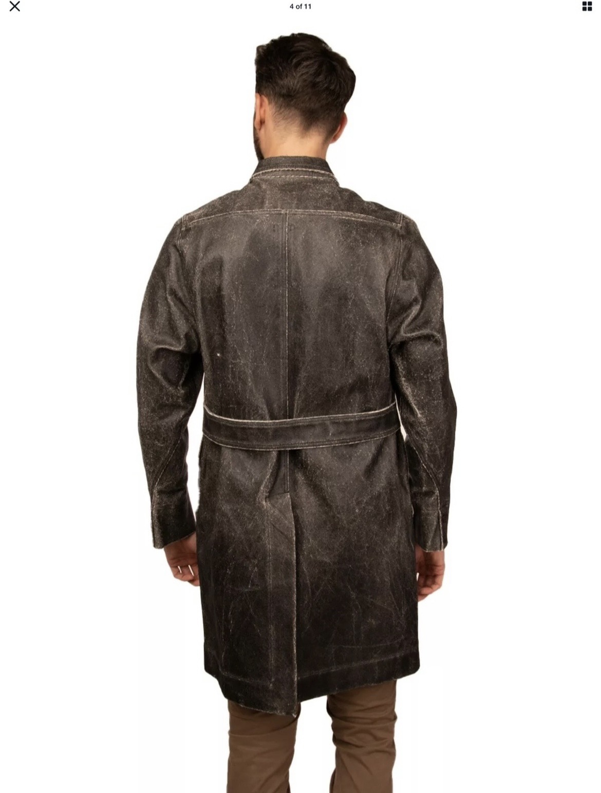 Rick Owens Canvas Trench Coat Waxed / Cracked DRKSHDW - Smal - 4