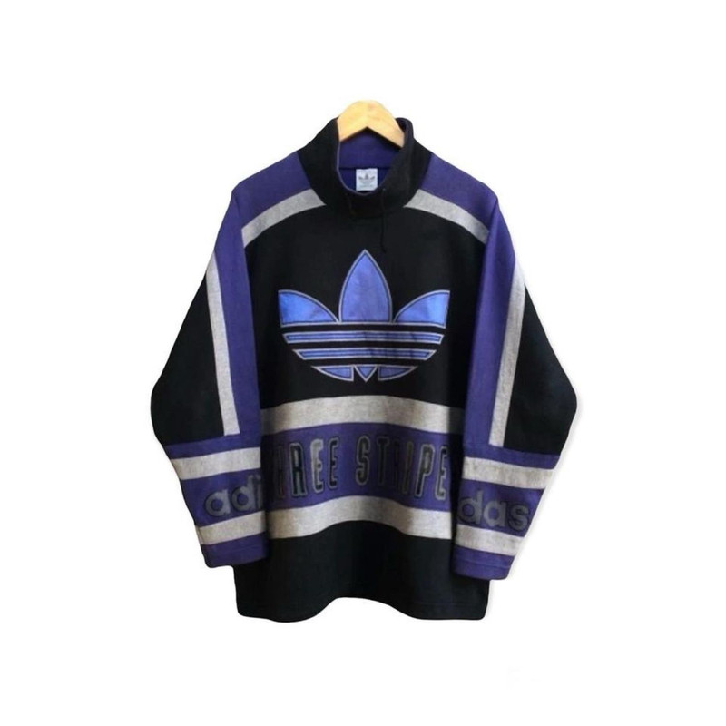 Vintage 90s Adidas Descente Japan Big Trefoil Three Stripes - 1