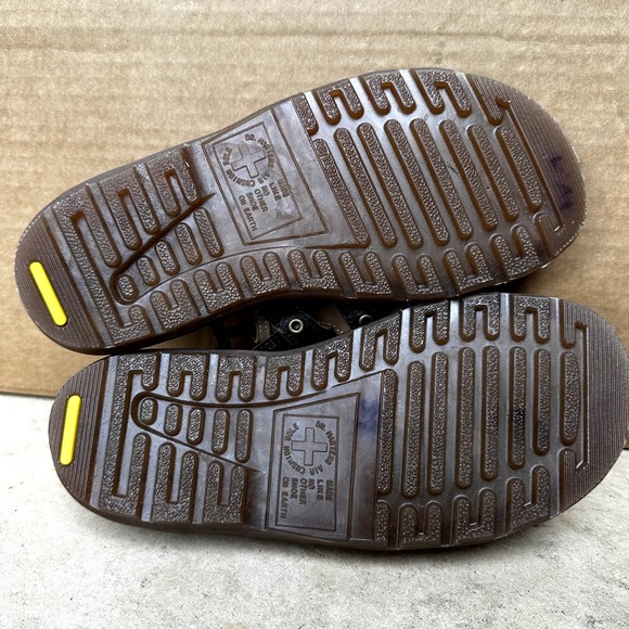 Dr. Martens Chunky Sandals Flat Slide Slip On Cushioned Leather Strap Brown 6 - 7