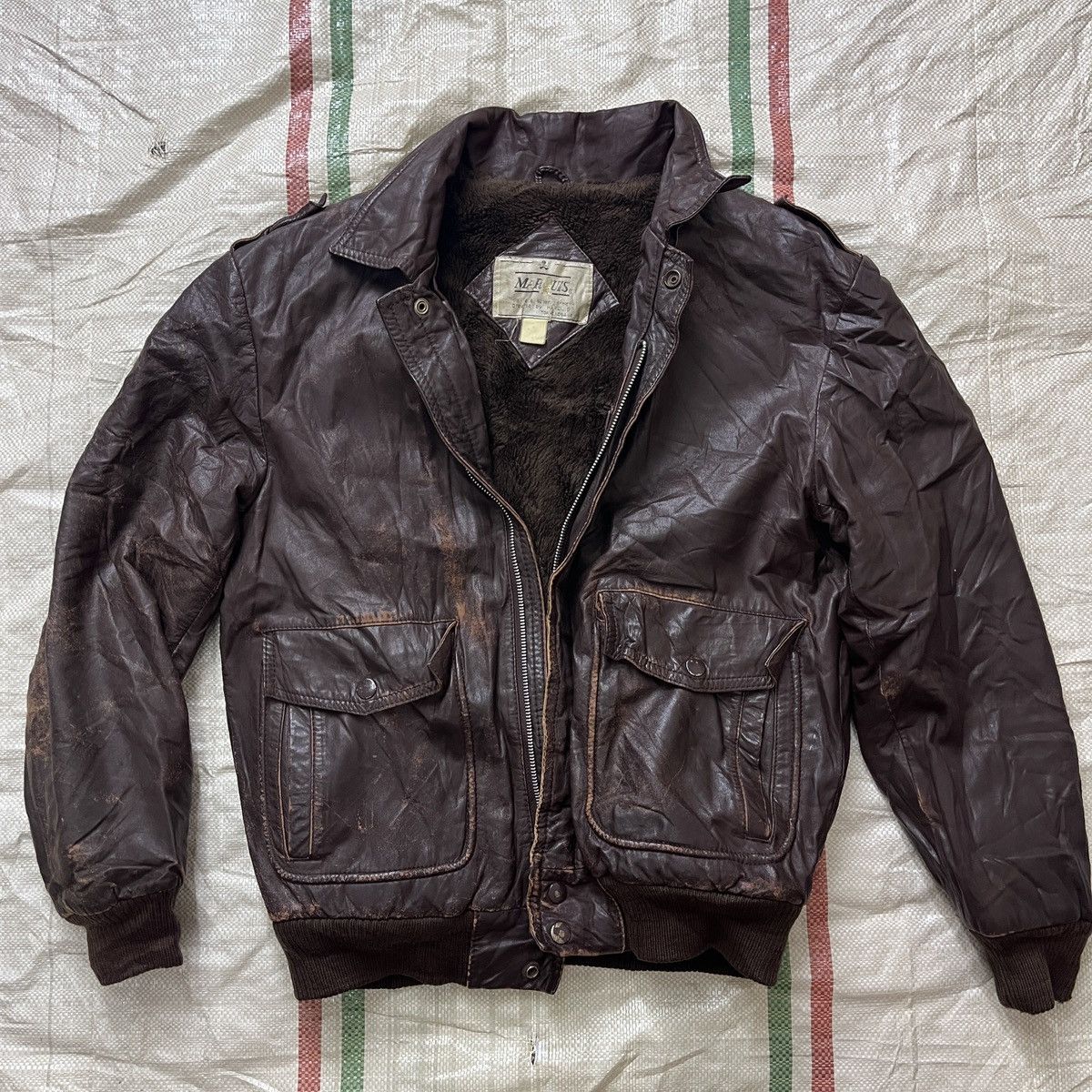 Vintage - Genuine Cowhide Leather Marquis Bomber Jacket Made In Japan - 18