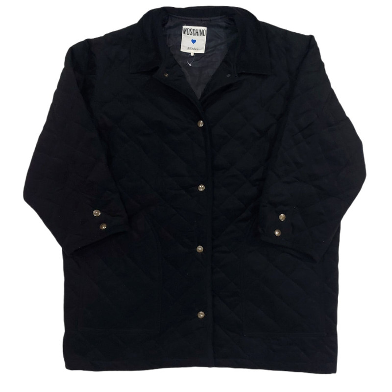 VERY RARE! VTG MOSCHINO SCOVIL BUTTON BLACK WINTER JACKET - 1