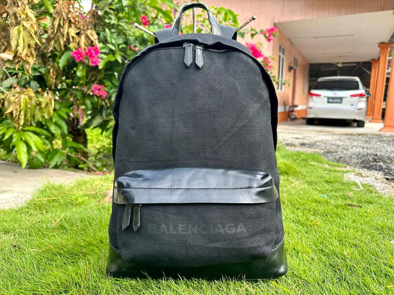 Authentic Balenciaga Canvas Logo Backpack - 1