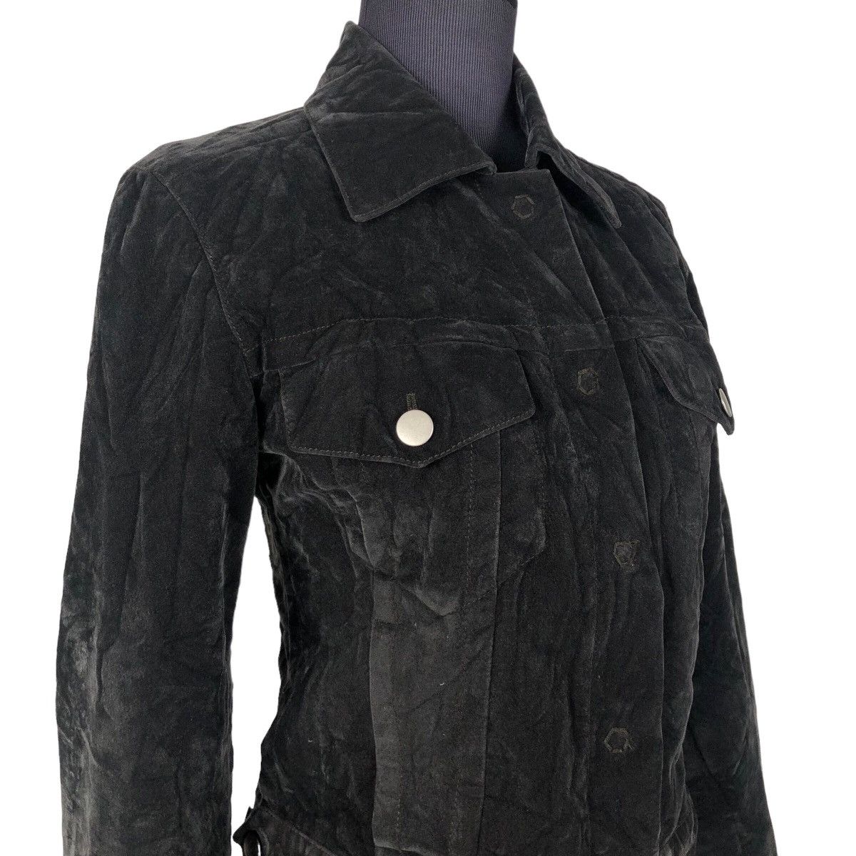 Maison Margiela MM6 Artisanal Black Painted Velvet Jacket - 17