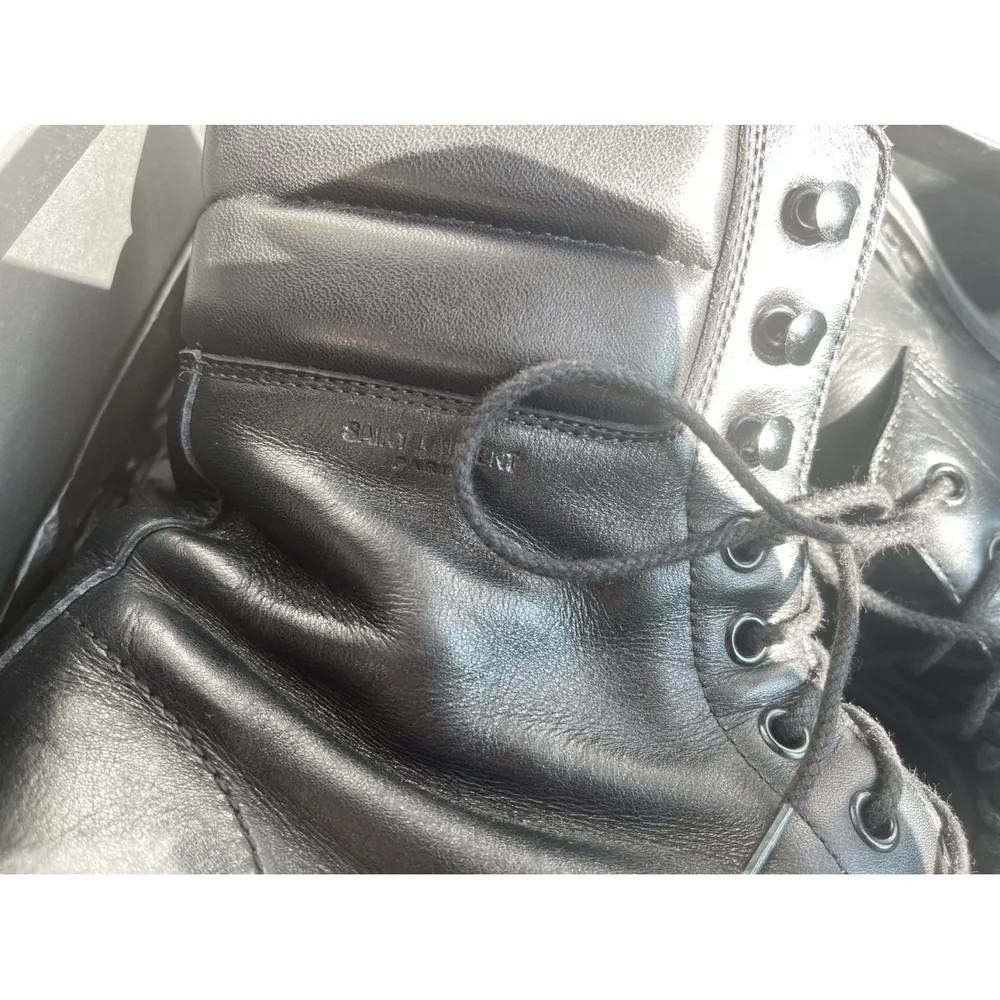 Saint Laurent Paris Lace-up Combat Boot with Padded Collar - 2