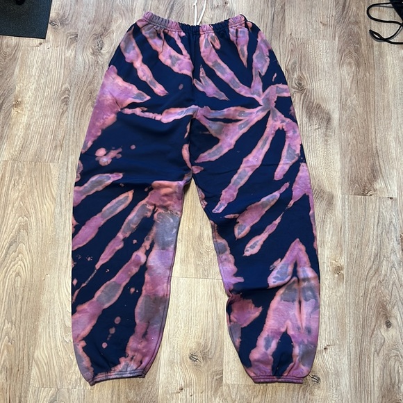 Hanes - Navy + Pink/Purple Custom Reverse Bleach Tie Dye Sweatpants - 2