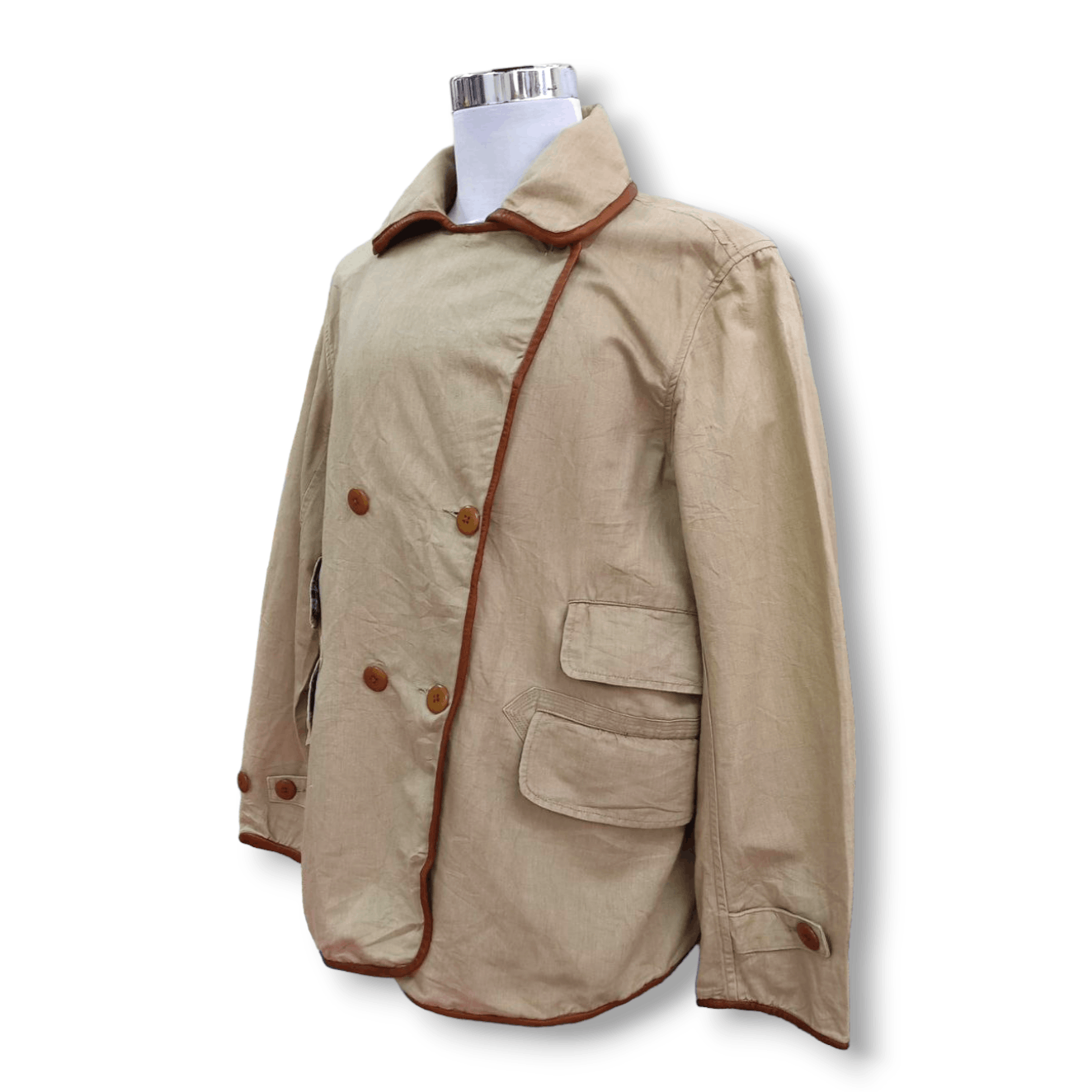 Vintage KAPITAL Hemp Chino Cross P-Coat Jacket - 3
