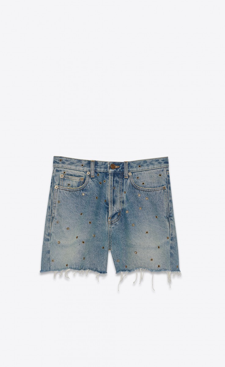 BNWT SS20 SAINT LAURENT PARIS RAW-EDGE EYELETS SHORTS 29 - 16
