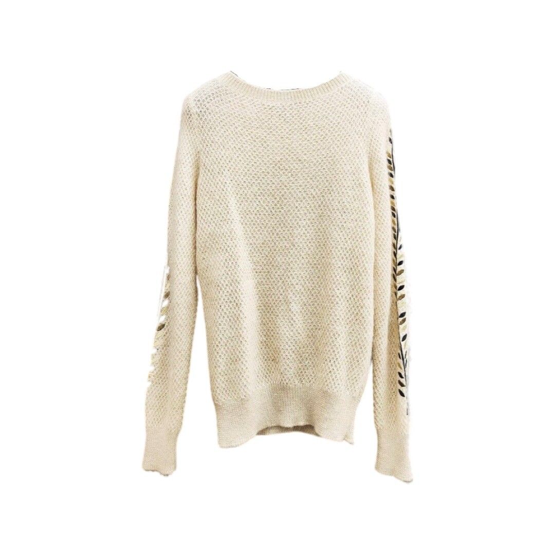 Olive branch embroidery Mohair & Silk knit Sweater - 2