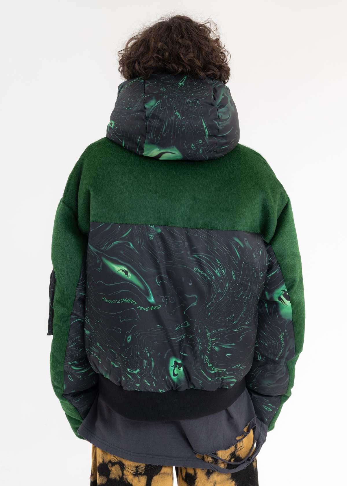 FENG CHEN WANG Black & Green Lacquerware Down Unisex Padded Jacket in Grün - 8