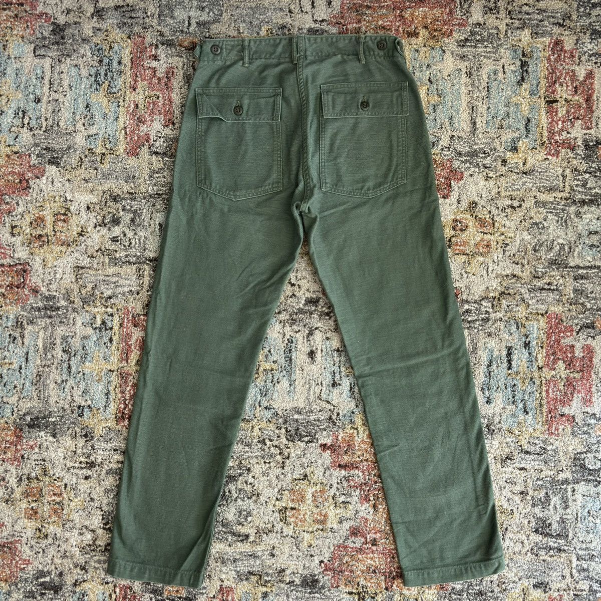 reverse sateen fatigue trousers slim olive khaki japan - 4