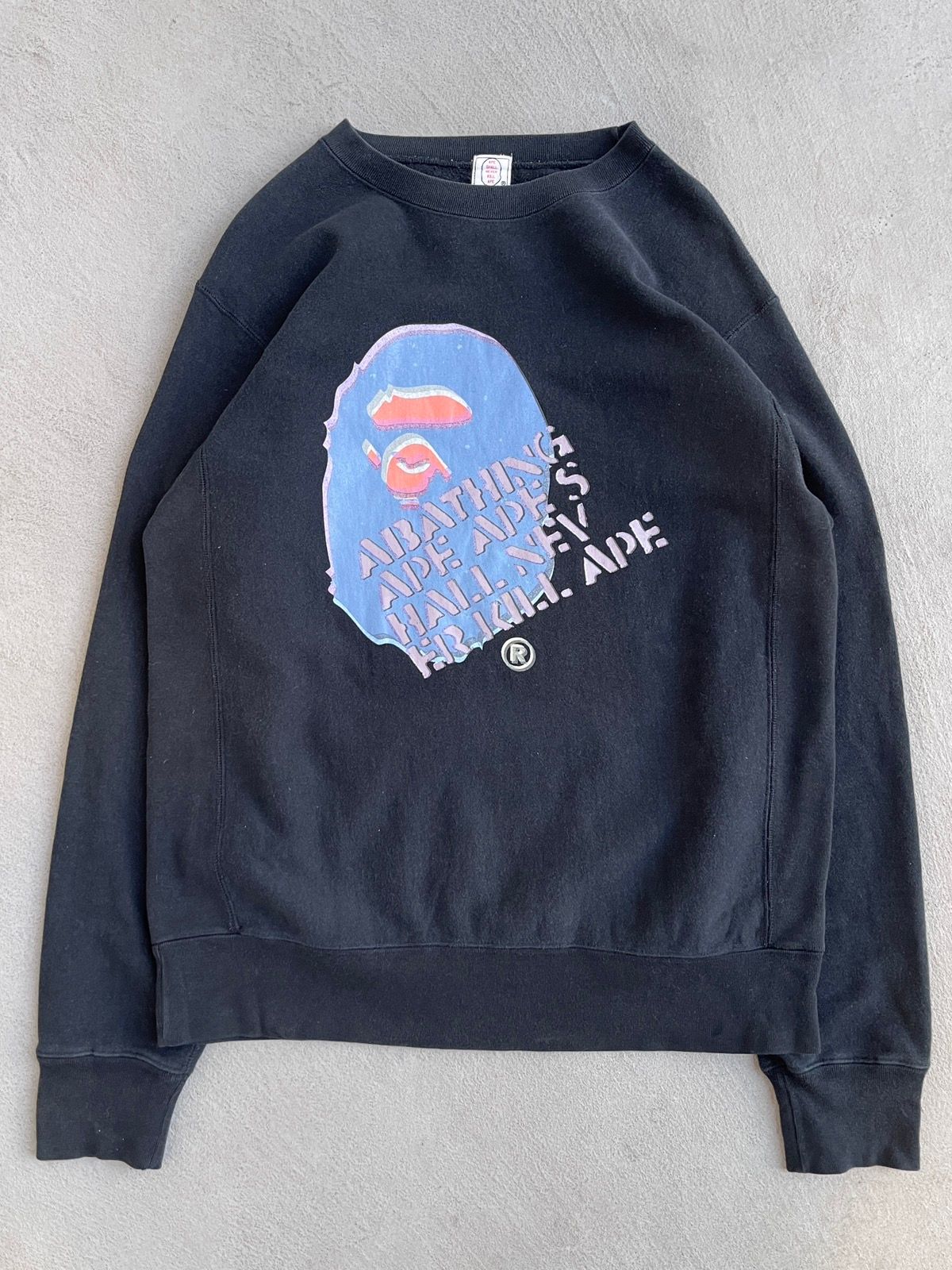 Bape Blue Pink Ape Head Logo Sweatshirt (M) - 1