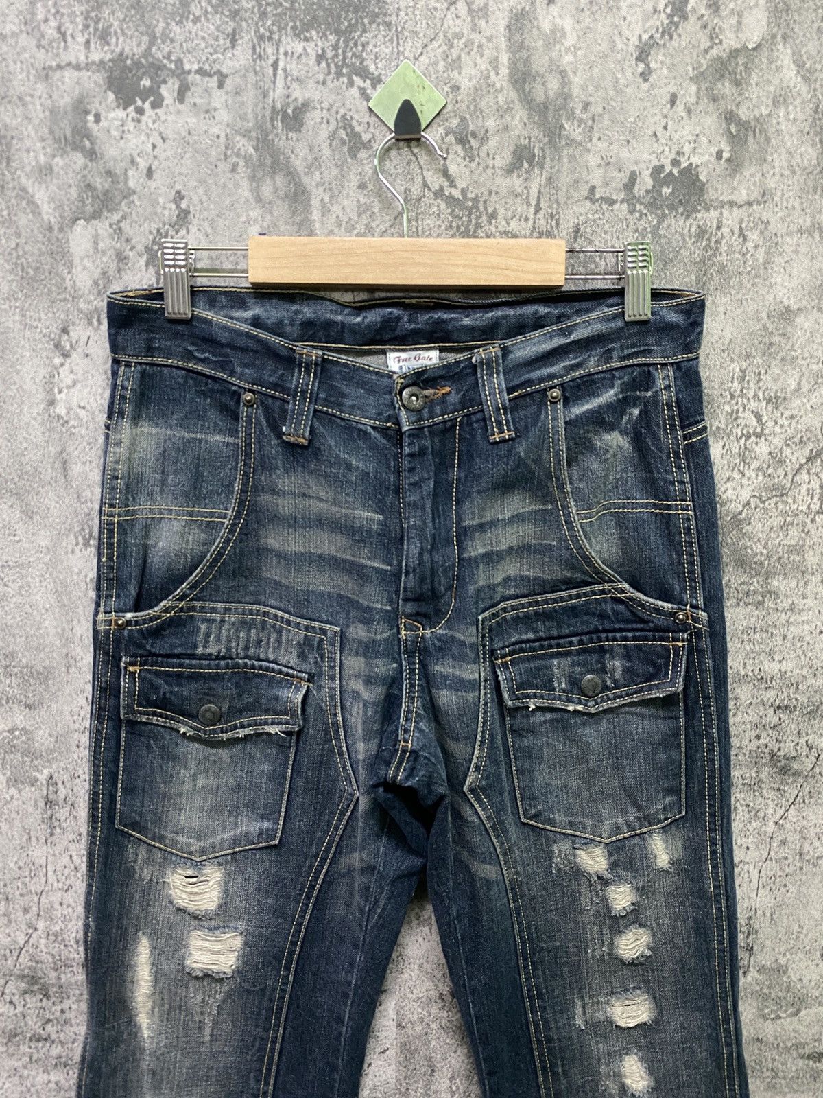 Vintage - Free Gate Distressed Denim Double Knee Bush Pant - 3