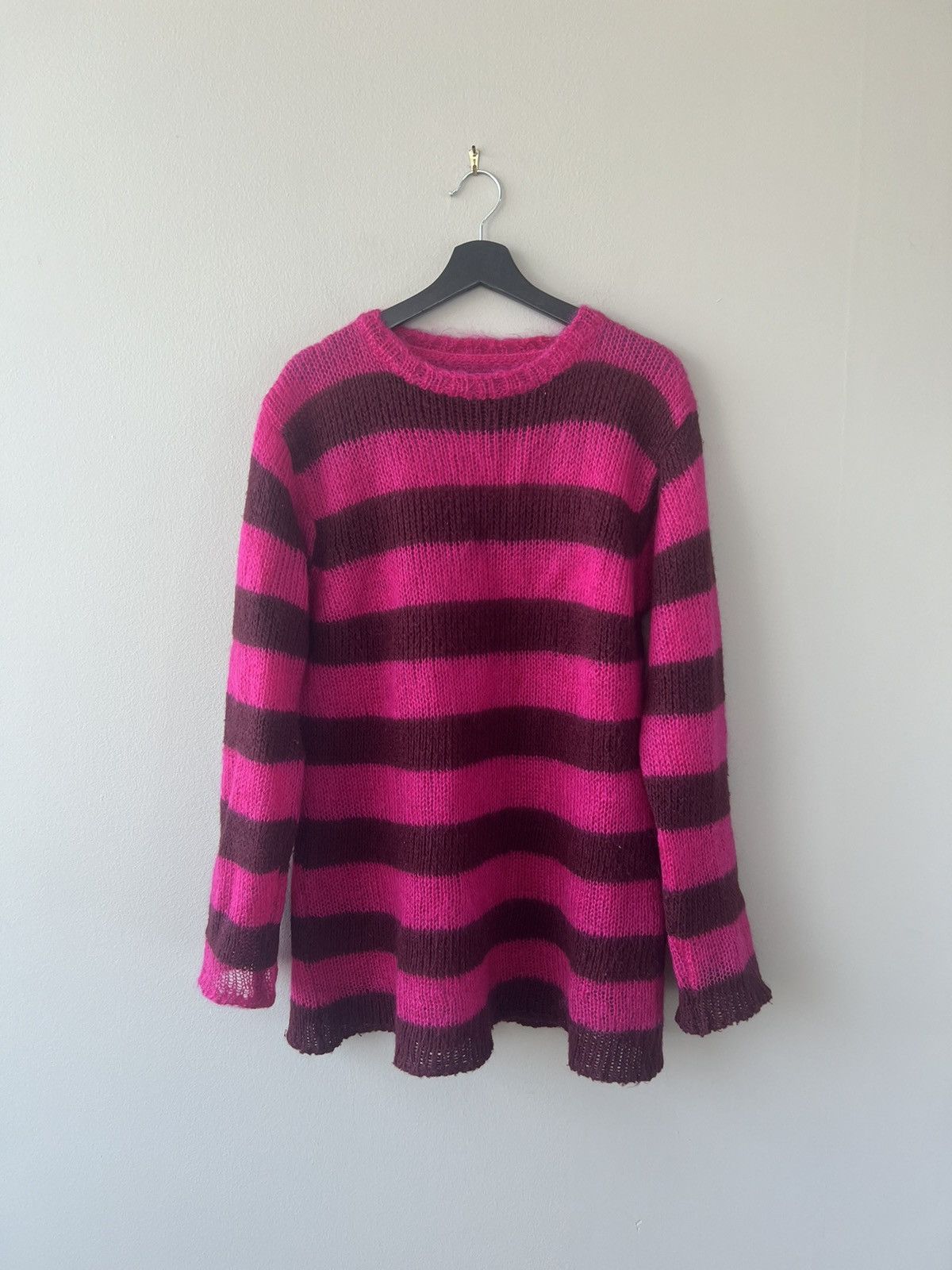 MM6 Pink Striped Mohair Sweater - 1