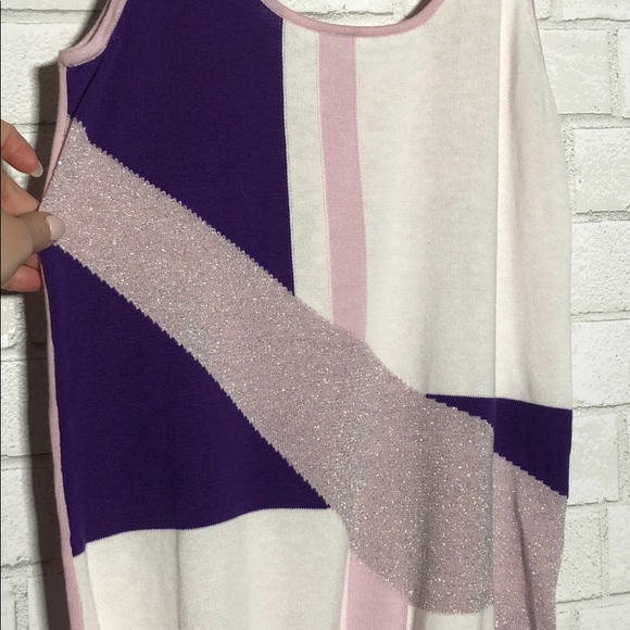 Forever 21 - Light Pink + Purple Geometric Knit Sleeveless Top - 2