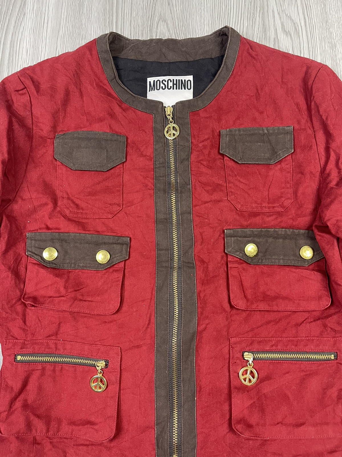 Moschino Multipocket Gold peace zipper Red Jacket - 6
