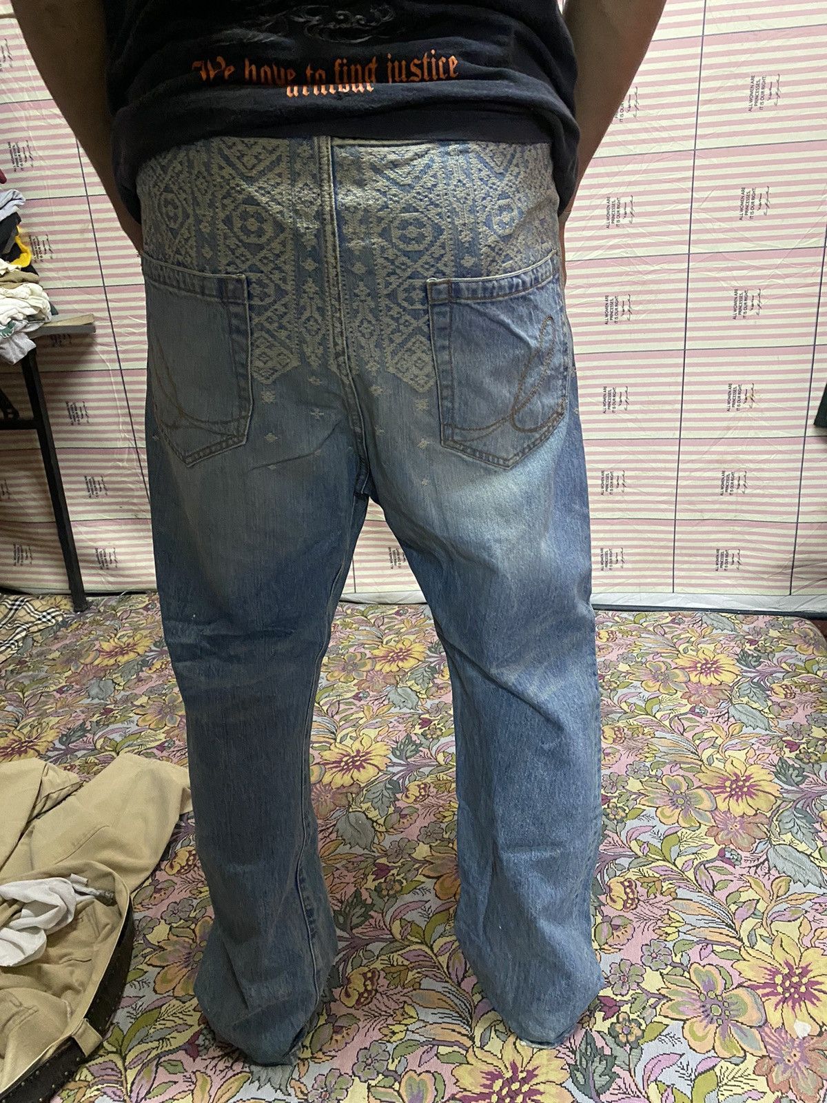 If Six Was Nine - 🔥Iroquois Cross Art Design Pants Buckle Back Jeans - 12