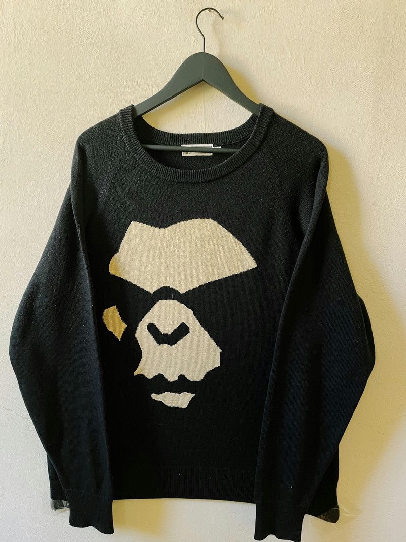 A BATHING APE® Vintage Y2K Bape A Bathing Ape Angry Ape Face Knit ...