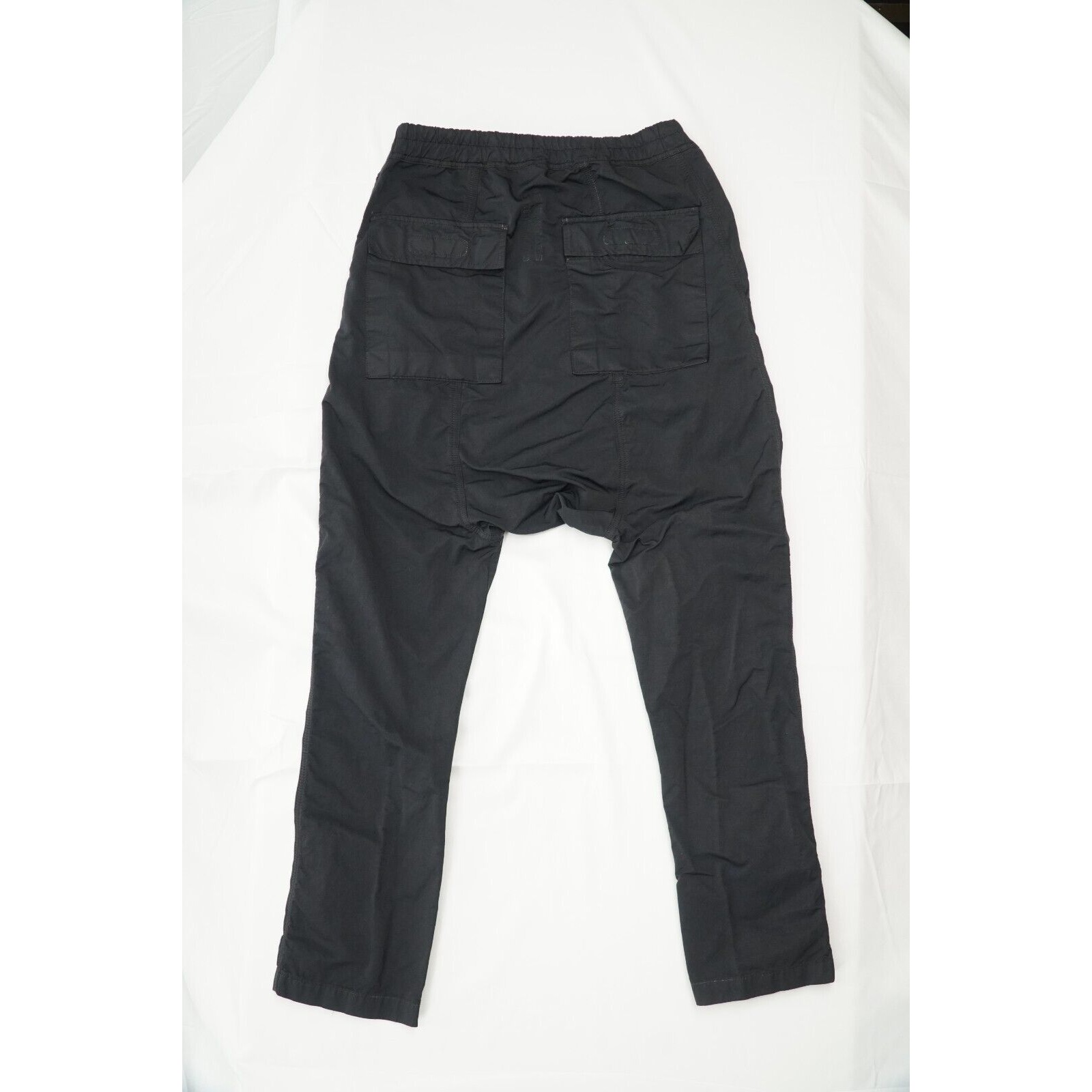 Black Lounge Pants Elastic Drawstring Drop Crotch Large - 6