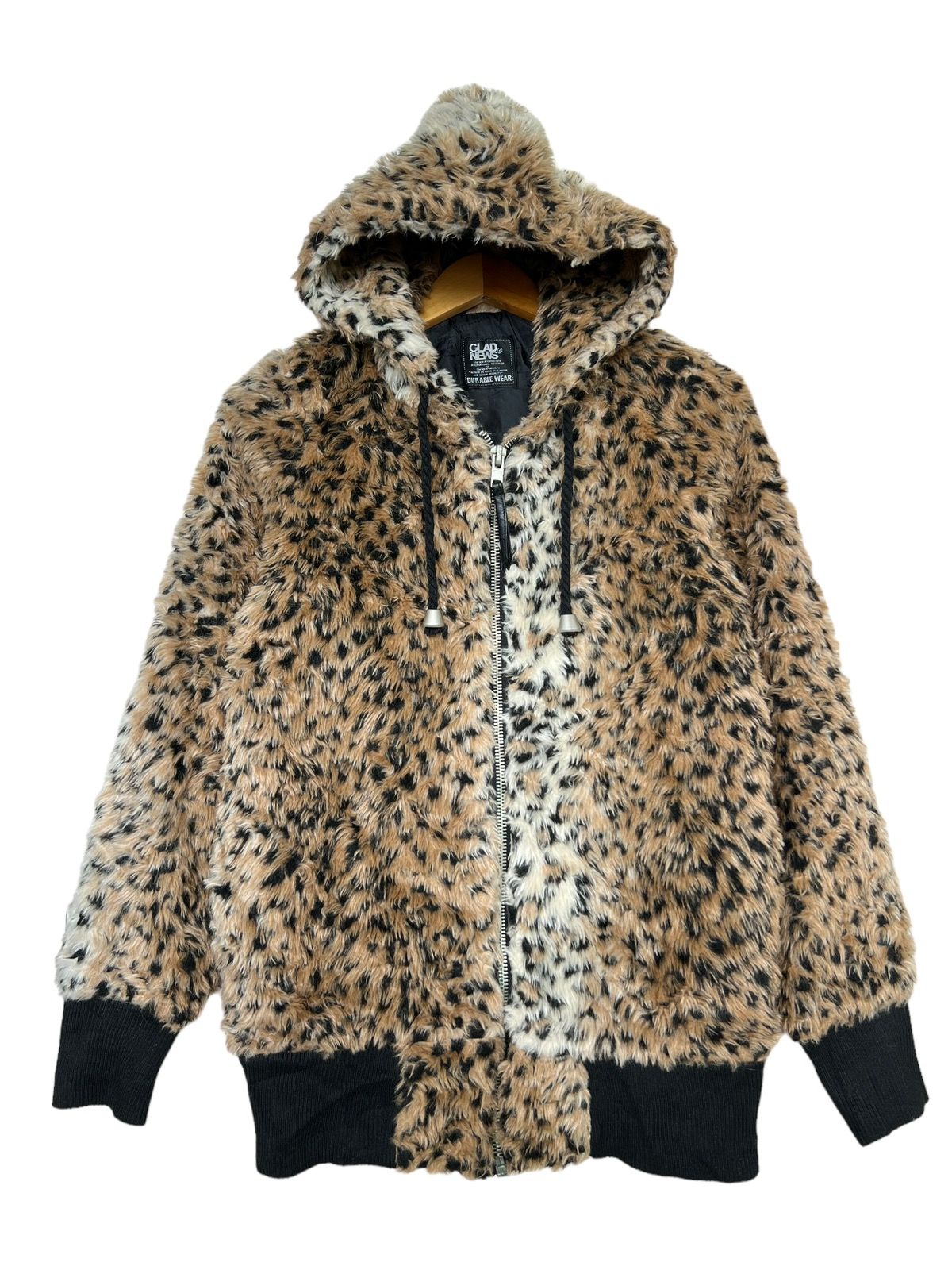 Japanese Brand - Glad News Leopard Fur Zip Up Hoodie - 1