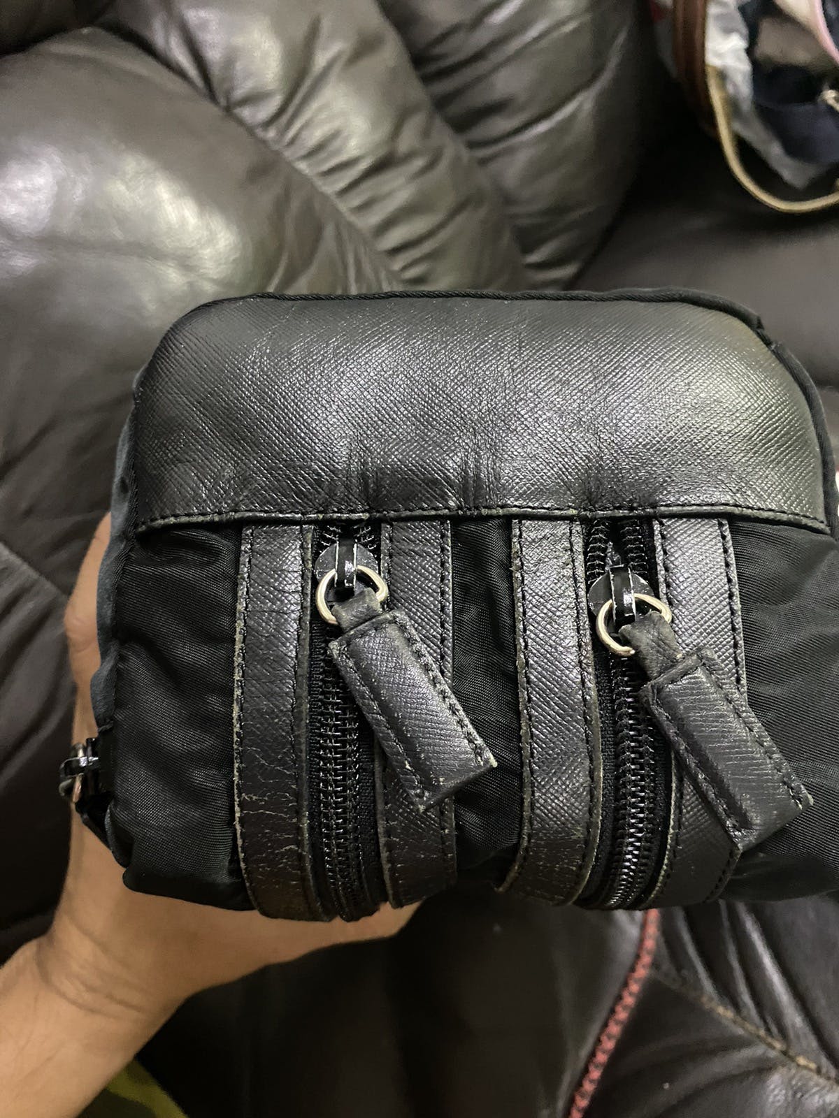 Authentic Prada Tessuto Nyalon Leather Toiletries Clutch Bag - 15