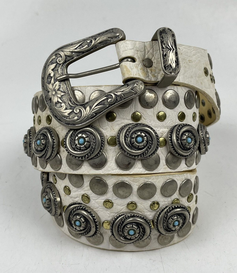 Japanese Brand - rare designs nanni studded leather belt made in italy tc31 - 1
