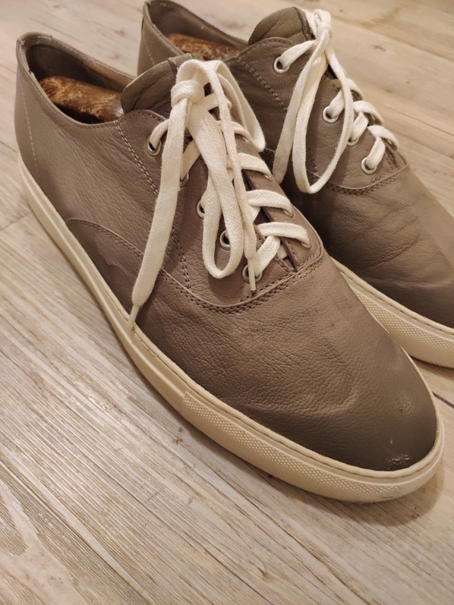 GRAIL ! Olive COVERED leather trainers by Y's. - 2