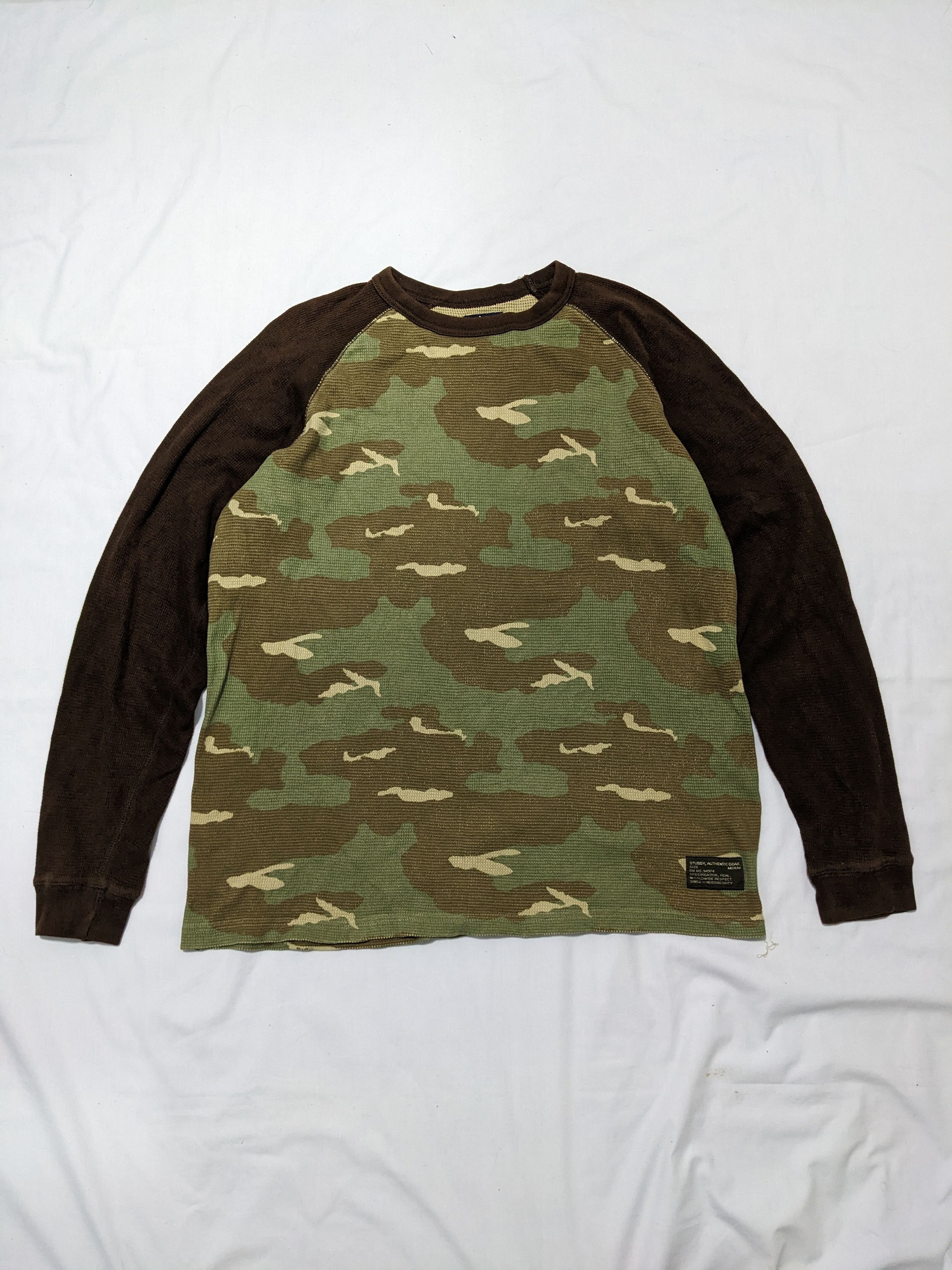 Rare Stussy Camouflage Thermal Shirt Long Sleeve - 1