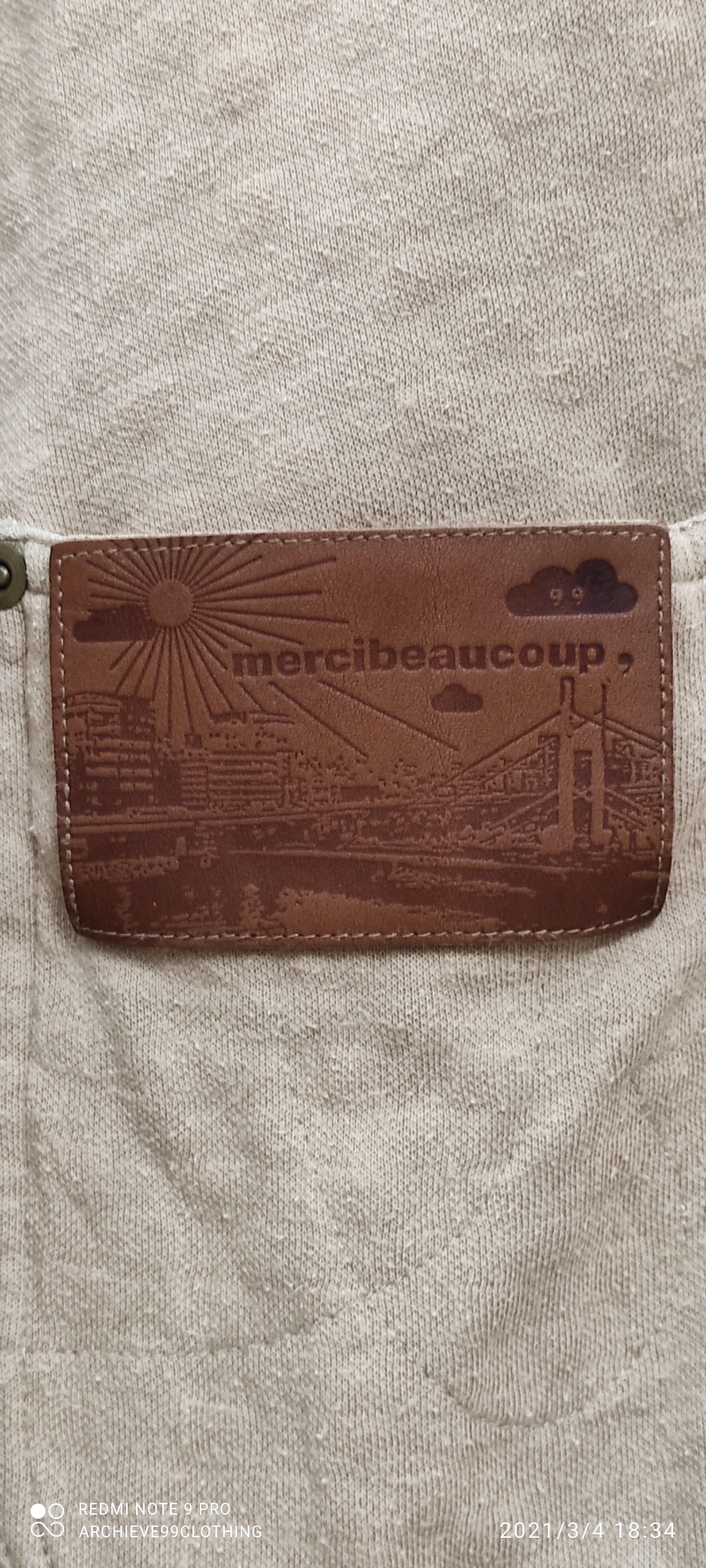 Mercibeaucoup - Mercibeaucoup drop crotch beige/ tan leather patches pants - 11