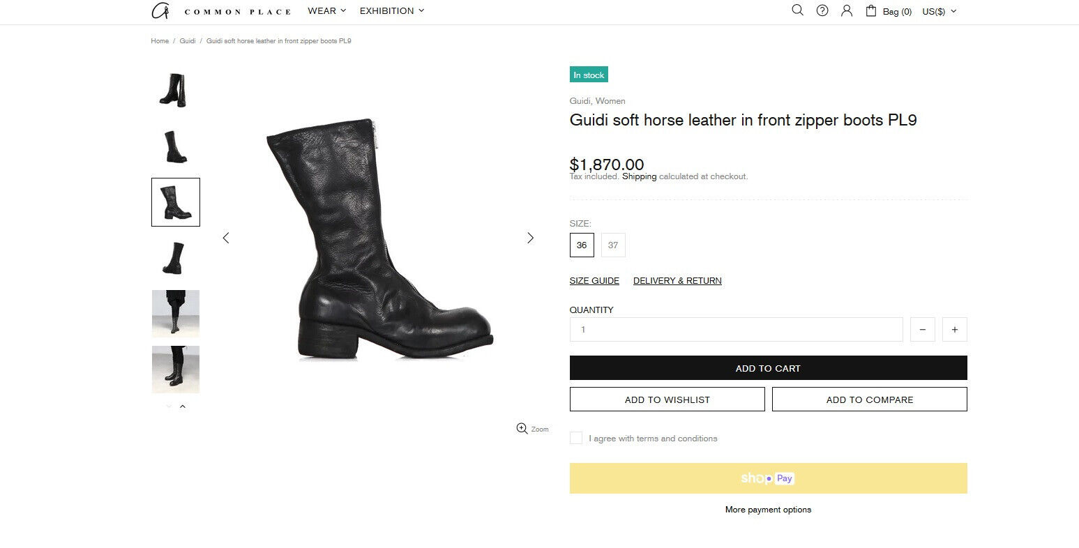 Brand New in Box Guidi Soft Horse Leather Full Grain PL9 Boots in Black 38 - 3