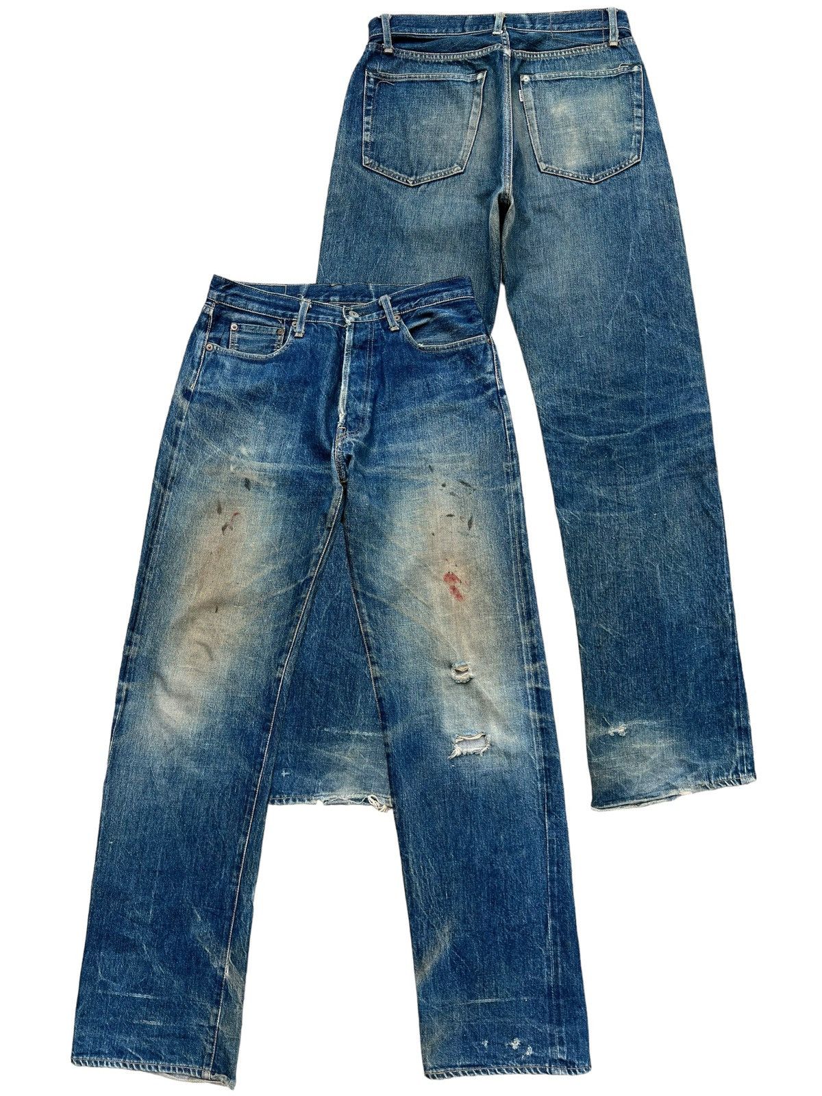 Vtg Beams Plus Japan Selvedge Distressed Mudwash Denim Jeans - 1