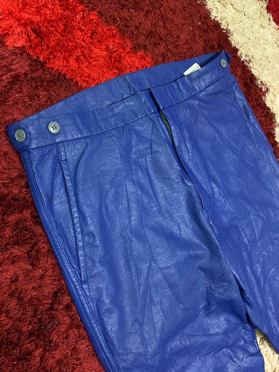 CDG Homme Plus Faux-Leather Blue Pants - 4