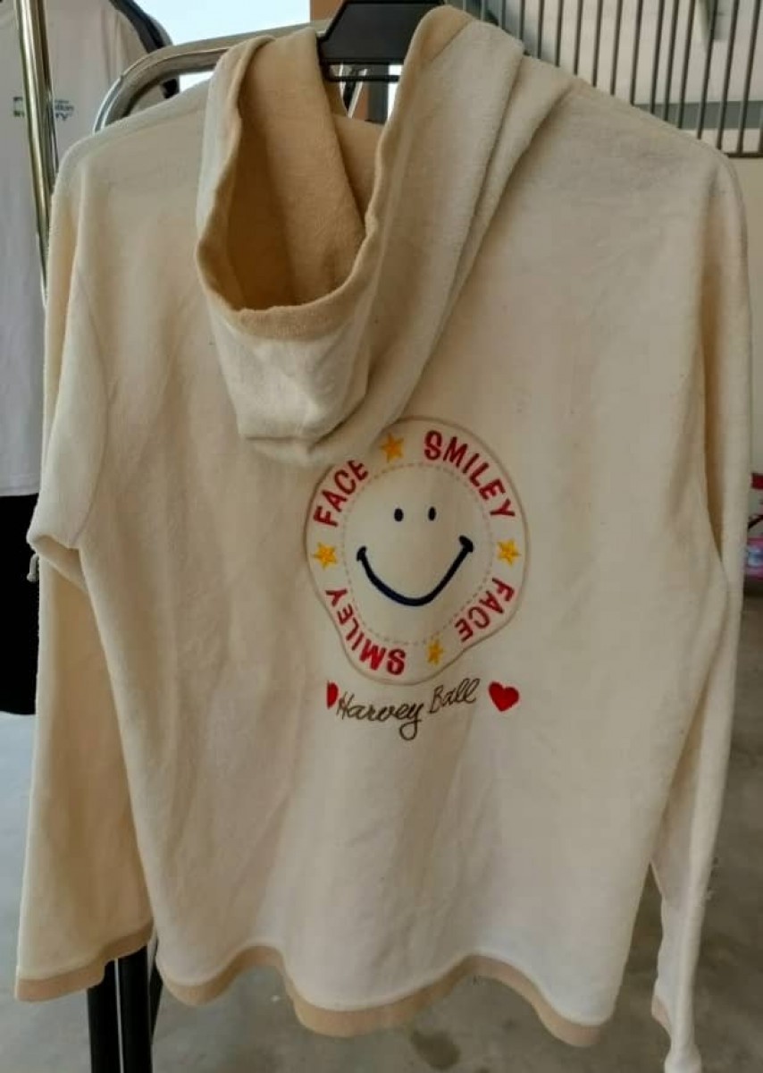 Designer - Smiley Face Embroidered Fleece Hoodie - 1