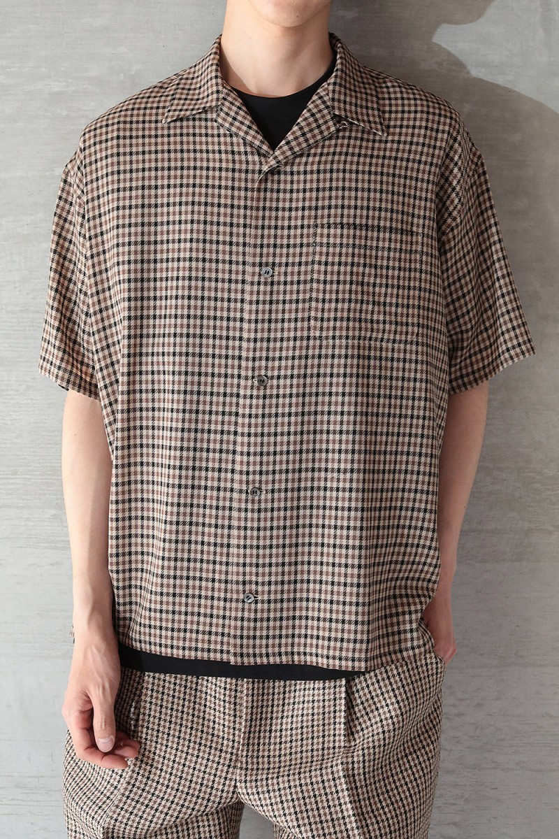 Vainl Archive - beige gunclub wool short sleeve shirt L 20ss - 12