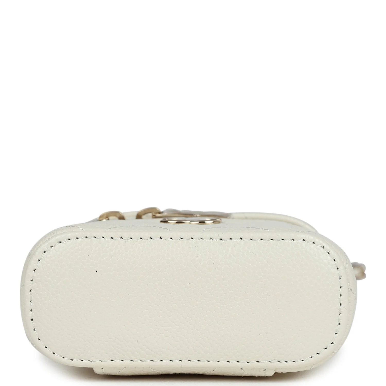Mini Top Handle Crossbody Vanity Case White Caviar Gold Hardware - 8