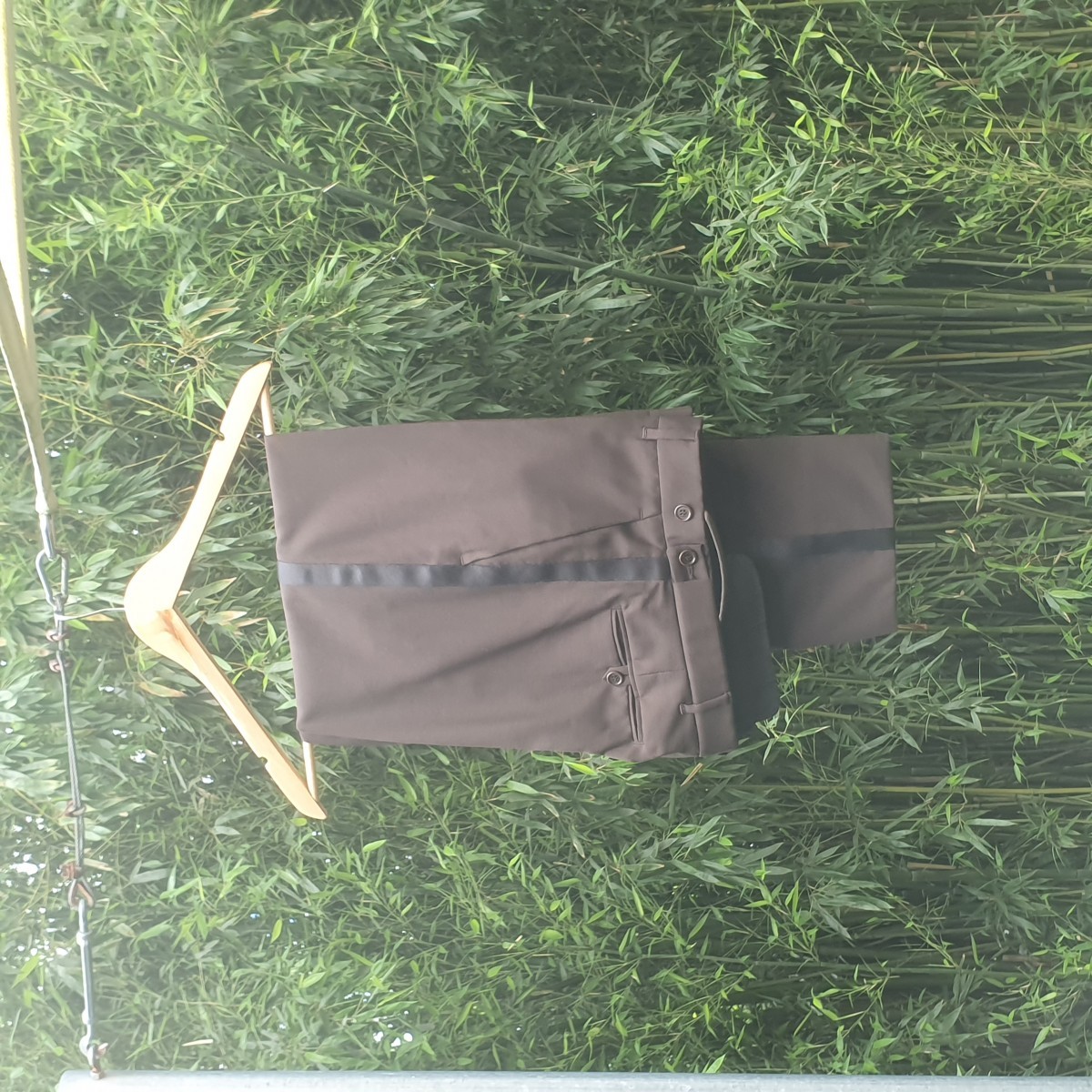 Sleek brown tuxedo pant - 1