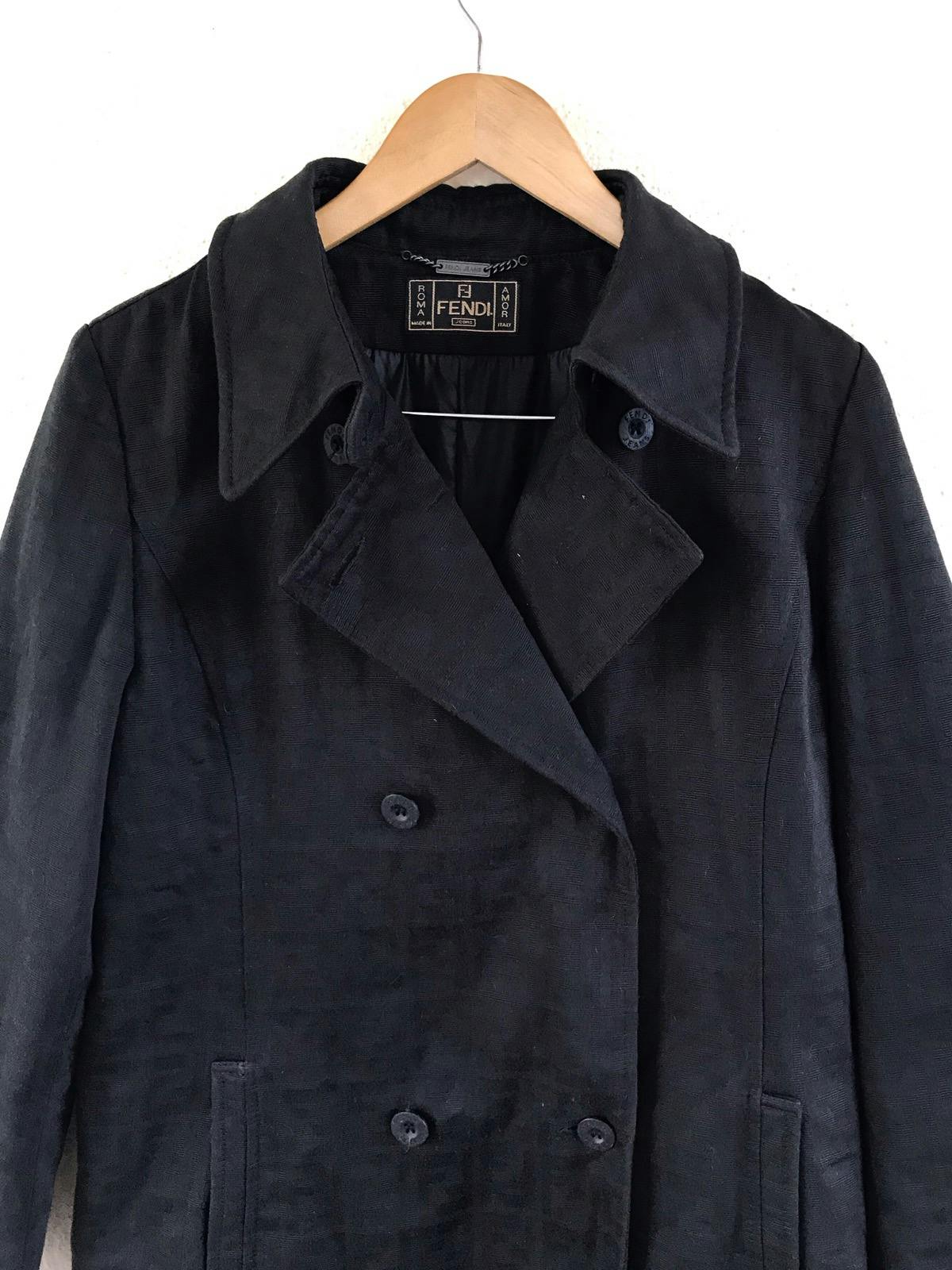 FENDI Monogram Zucca Black Trench Coat Long Jacket - 2