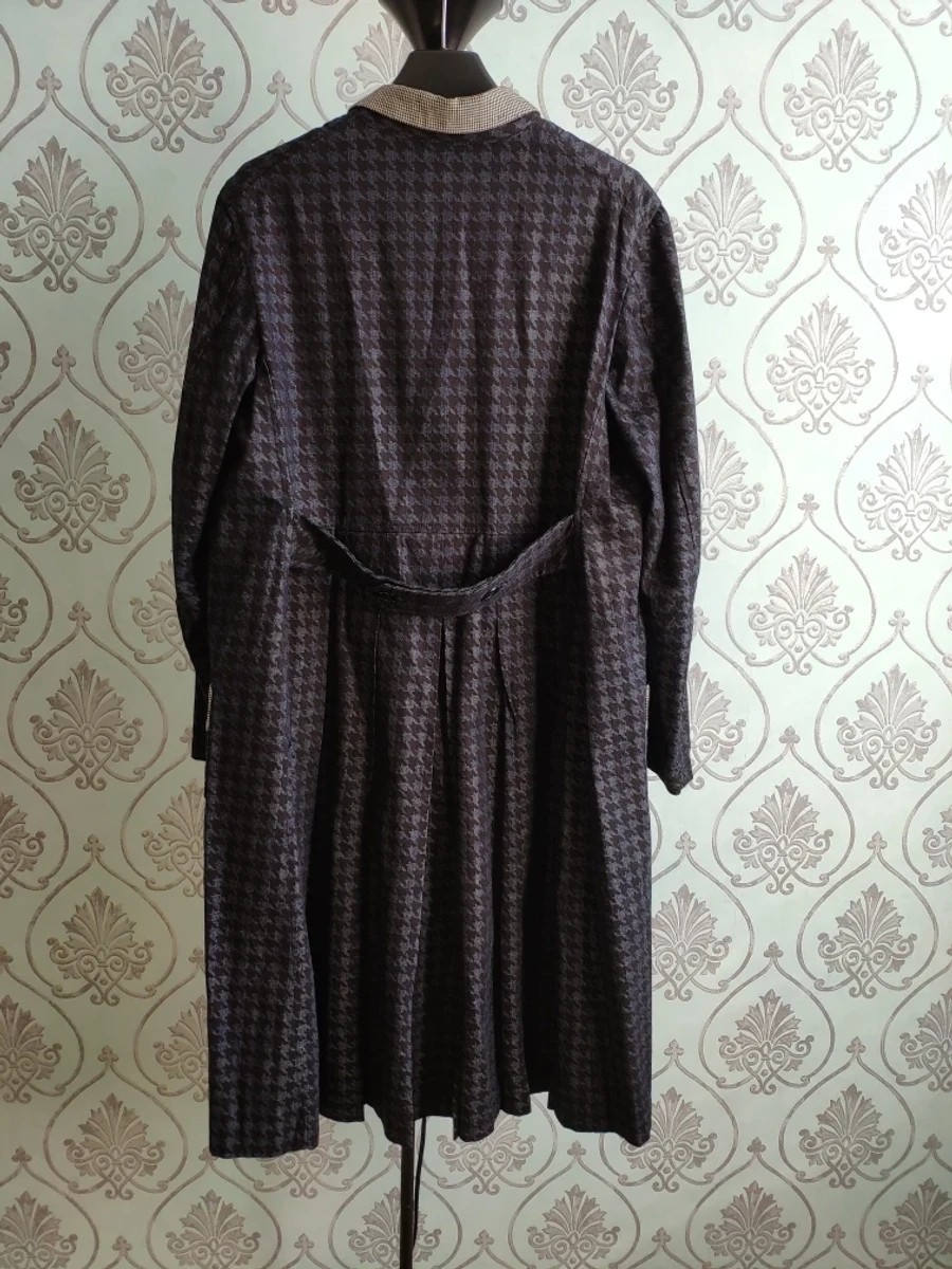Light assymetrical blue and gray coat. Plisse on backside - 4