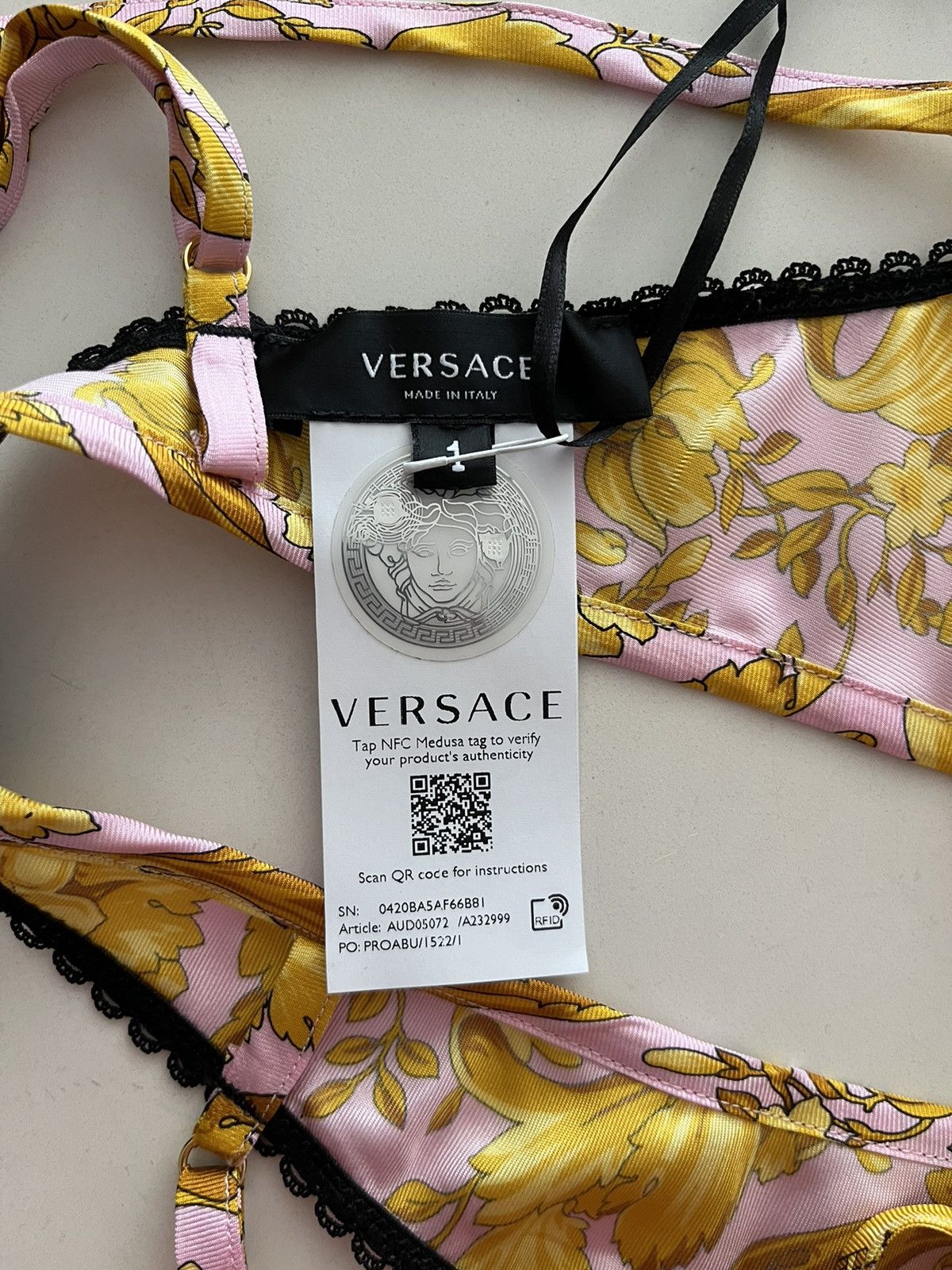 NWT - Versace Barocco Silk Bra - 5