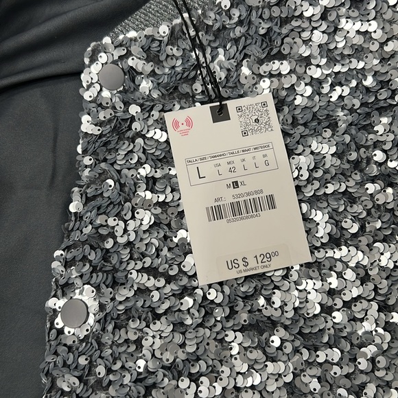 Zara Silver Sequin Bomber Jacket - 13