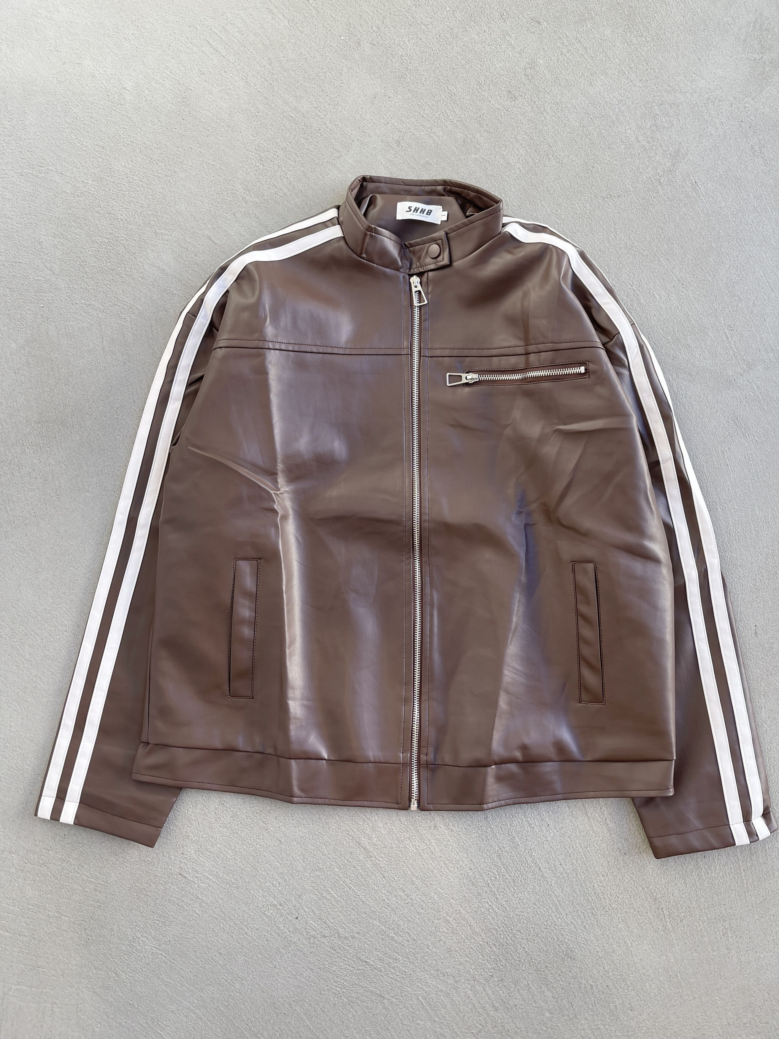 Vintage - STEAL! 2000s Japan Stripe Leather Jacket (M) - 1