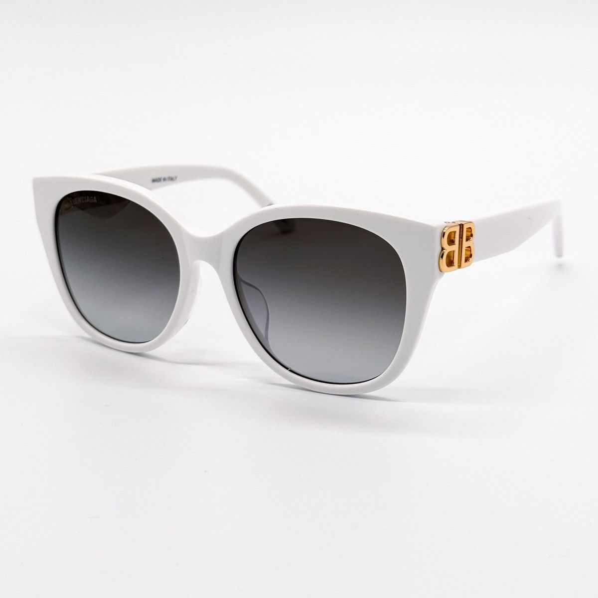 NEW BALENCIAGA BB0103SA 006 WHITE GREY WOMEN SUNGLASSES - 1