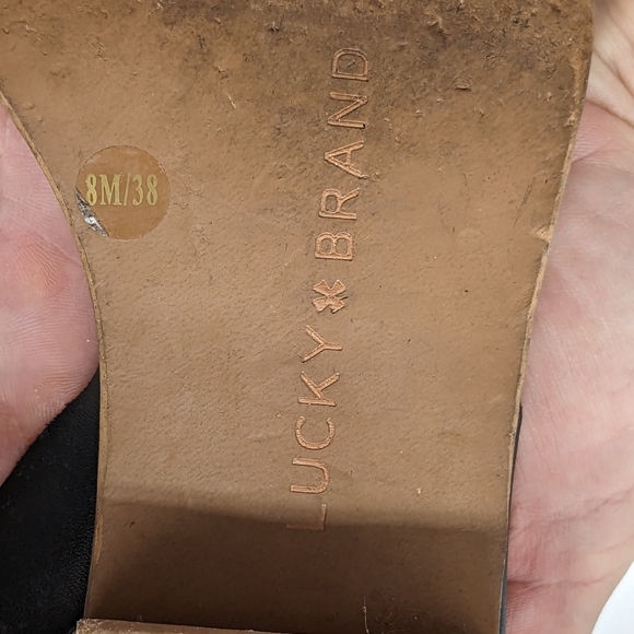 Lucky Brand Toni Block Heel Black Leather Ankle Strap Sandal 8M Euro 38 - 10